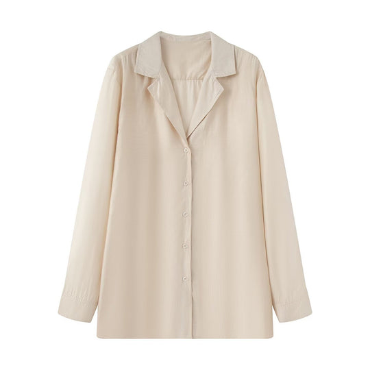 Damen Oversize-Bluse mit Reverskragen und durchgehender Knopfleiste Nord Taschen