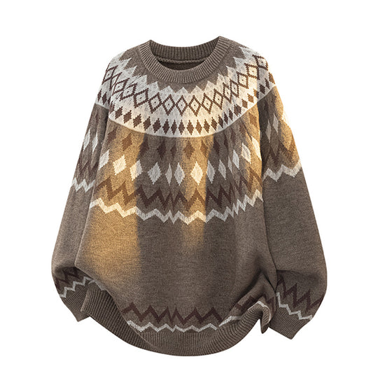 Damen Grobstrickpullover mit grafischem Muster Nord Taschen