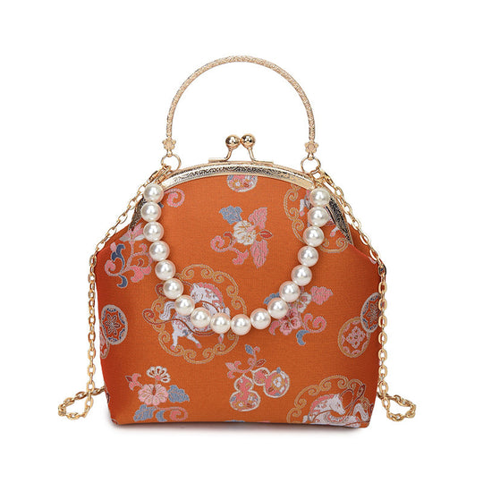 Damen elegante Umhängetasche im Vintage-Stil mit Perlenverzierung Nord Taschen