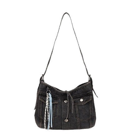 Damen lässige Denim Umhängetasche mit abnehmbarem Anhänger Nord Taschen