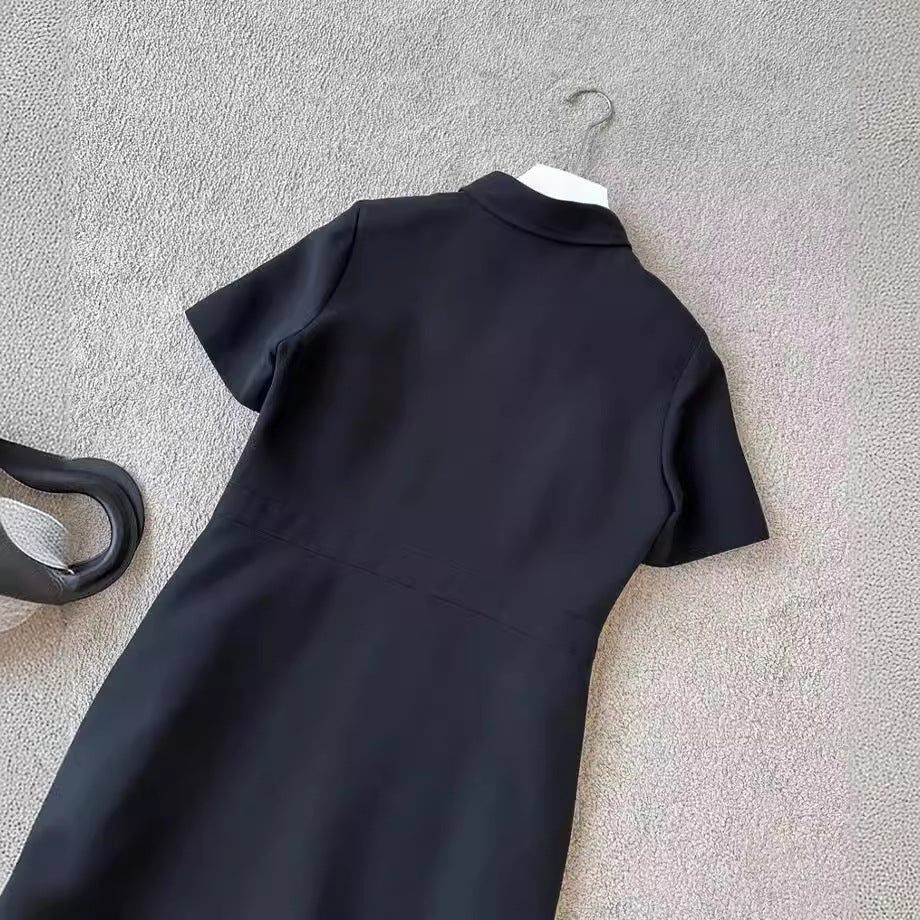Damen Kurzärmeliges Hemdkleid mit verdecktem Zwei-Wege-Reißverschluss und taillierter Schnittführung Nord Taschen
