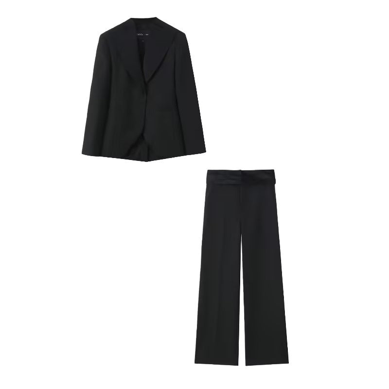 Damen Taillierter Ein-Knopf-Blazer mit breitem Schalkragen und schmaler Silhouette Nord Taschen