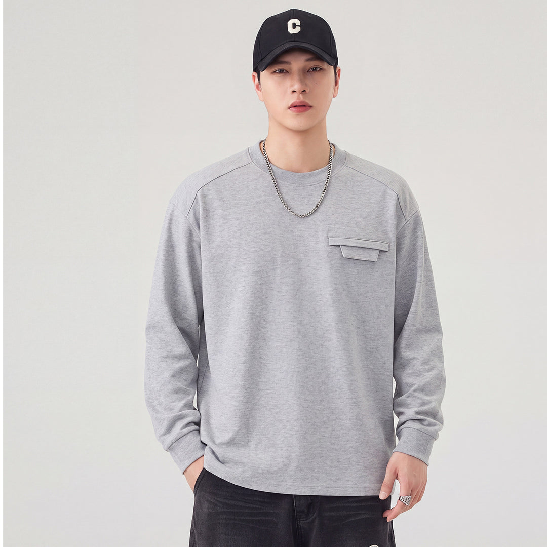 Herren Oversize Sweatshirt mit Brustklappe und Raglanärmeln Nord Taschen