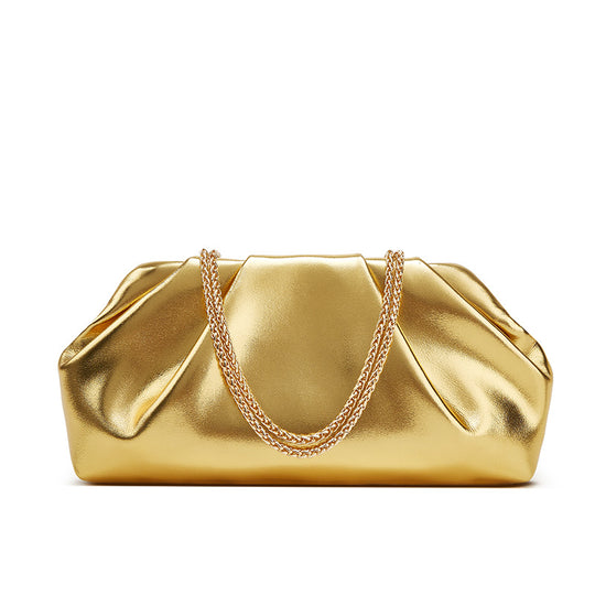Damen Clutch-Tasche mit eleganter Faltoptik und feiner Kettenverzierung Nord Taschen