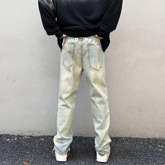 Herren Lockere Straight-Denim-Jeans mit leichter Stonewash-Optik und tiefem Schritt Nord Taschen