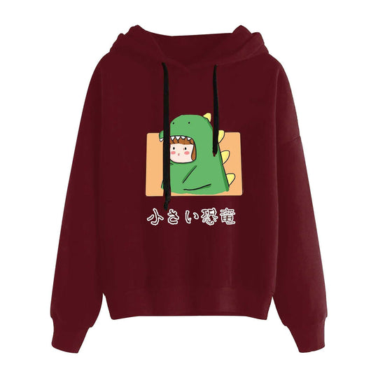 Damen nan kurz geschnittener Cropped-Kapuzenpullover mit niedlicher Frosch-Illustration und verstellbarer Kapuze Nord Taschen