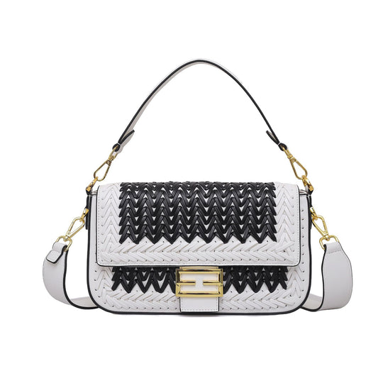 Damen Umhängetasche mit geflochtenem Design und goldenen Akzenten Nord Taschen