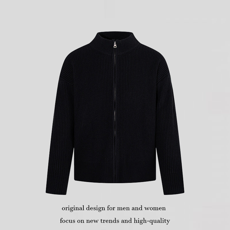 Damen Grobstrick-Zipjacke mit Stehkragen und oversized Passform Nord Taschen