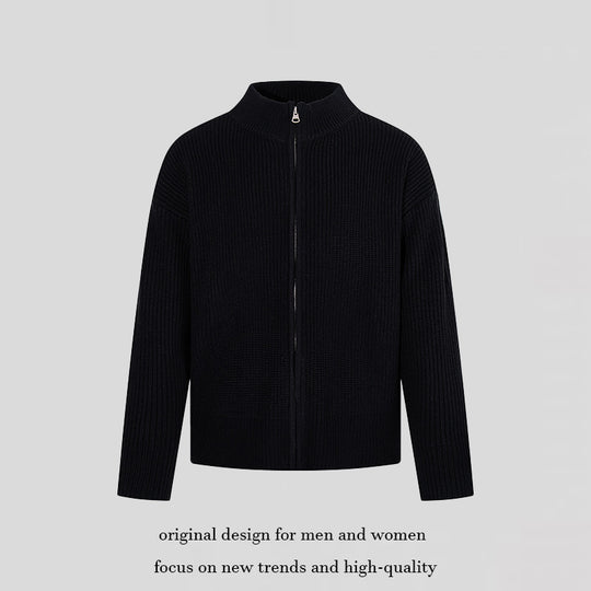 Damen Grobstrick-Zipjacke mit Stehkragen und oversized Passform Nord Taschen