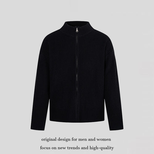 Damen Grobstrick-Zipjacke mit Stehkragen und oversized Passform Nord Taschen