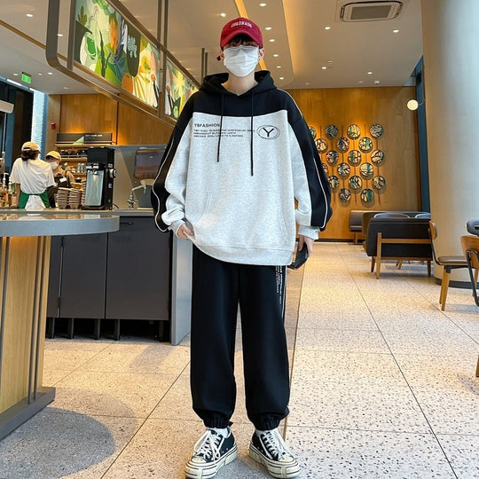 Herren Oversize-Trainingsset mit Block-Design Hoodie und konischer Jogginghose Nord Taschen
