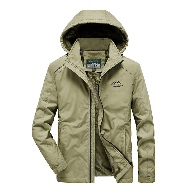 Herren technische Outdoor-Jacke mit wärmendem Teddyfleece-Innenfutter und verstellbarer Kapuze Nord Taschen