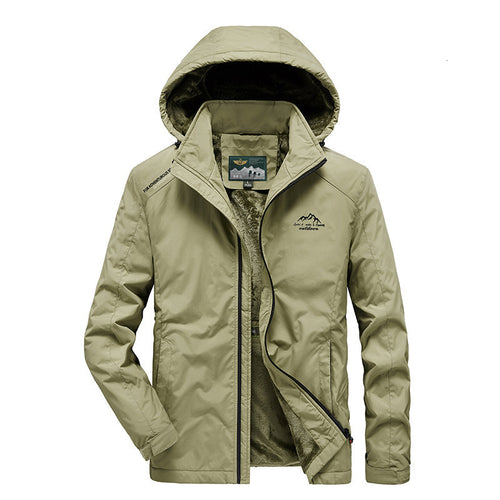 Herren technische Outdoor-Jacke mit wärmendem Teddyfleece-Innenfutter und verstellbarer Kapuze Nord Taschen