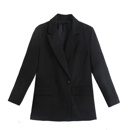 Damen 100+ geradliniger Longline Blazer mit Reverskragen, doppelreihiger Optik und Pattentaschen Nord Taschen