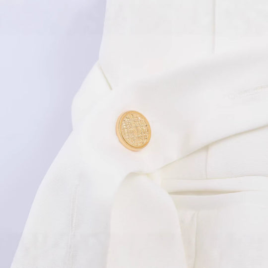 Damen Langline-Blazer mit goldbestickten Schultern und Bindegürtel Nord Taschen