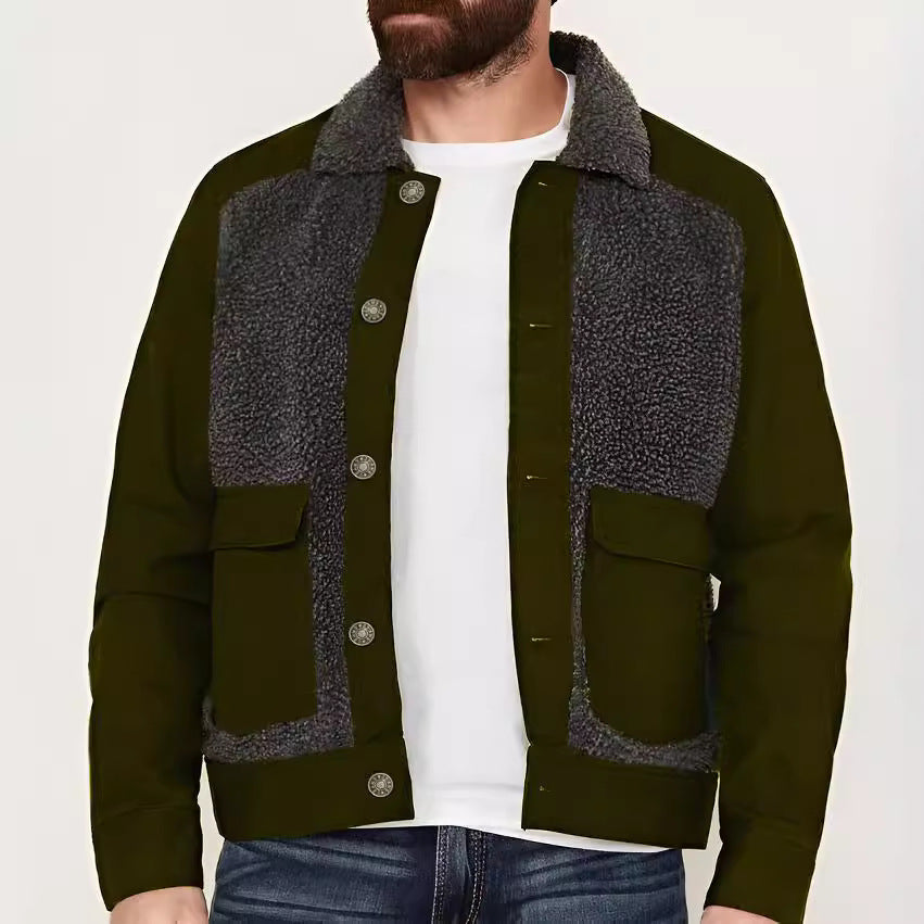 Herren Overshirt-Jacke mit Teddyfutter, aufgesetzten Pattentaschen und Knopfleiste Nord Taschen