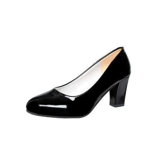 Damen klassische Pumps mit elegantem Glanz und bequemen Blockabsatz Nord Taschen