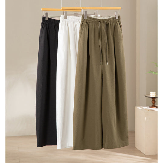 Damen Palazzo-Hose mit hohem Elastikbund, Tunnelzug und fließender Weite Nord Taschen