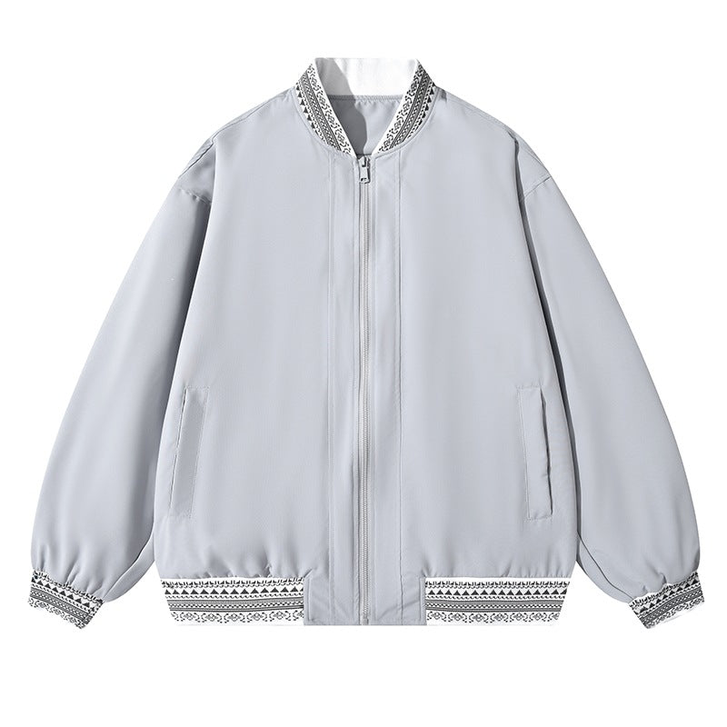 Damen Oversize Bomberjacke mit folklorischen Stickborden Nord Taschen