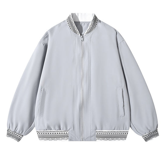 Damen Oversize Bomberjacke mit folklorischen Stickborden Nord Taschen