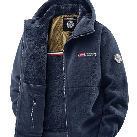 Herren Kuschelige Fleece‑Kapuzenjacke mit Teddyfutter, windabweisend und Reißverschlusstaschen Nord Taschen