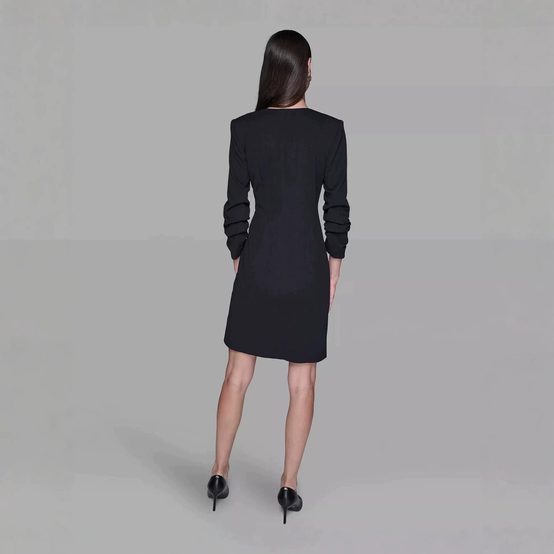 Damen Doppelreihiges Blazerkleid mit kontrastierendem Schalkragen Nord Taschen