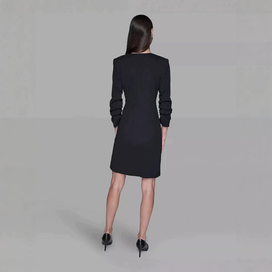 Damen Doppelreihiges Blazerkleid mit kontrastierendem Schalkragen Nord Taschen