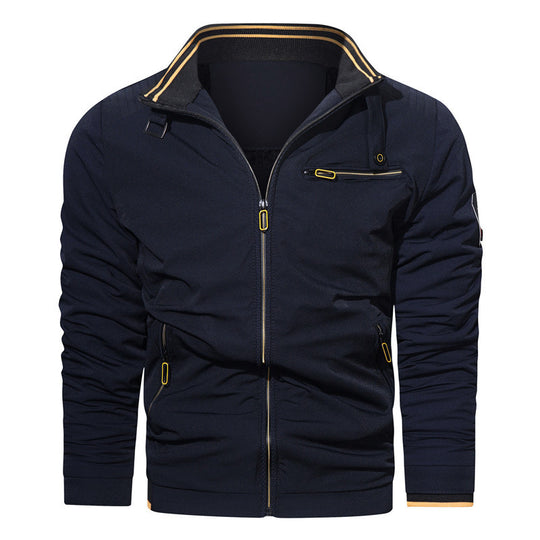 Herren Sportlich-urbaner Collegeblouson mit Stehkragen Reißverschlussfront und UtilityDetails Nord Taschen