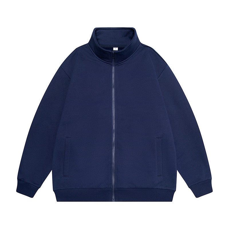 Herren Oversize Sweatjacke mit Stehkragen, durchgehendem Reißverschluss und geripptem Saum Nord Taschen