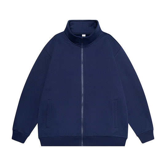 Herren Oversize Sweatjacke mit Stehkragen, durchgehendem Reißverschluss und geripptem Saum Nord Taschen