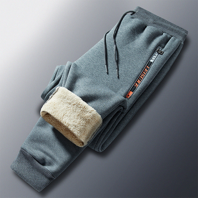 Herren Winterliche Fleece-Jogginghose mit Teddyfutter, elastischem Bund und Reißverschlusstaschen Nord Taschen