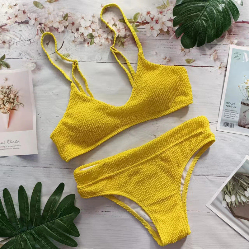 Damen Triangel-Bikini mit elastischem Wellenmuster und komfortablem Schnitt