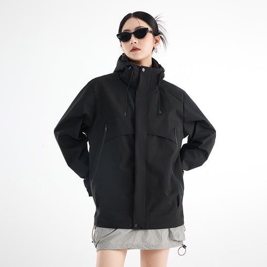 Damen technische wasserdichte Oversize-Parka mit Kapuze und verdeckten Reißverschlusstaschen Nord Taschen