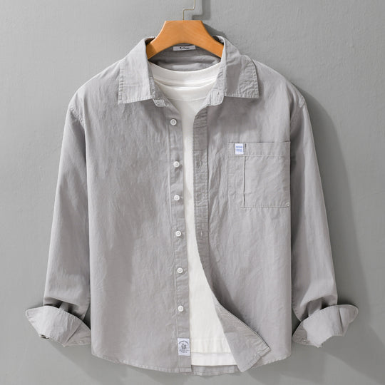 Herren Baumwoll-Overshirt im Layering‑Look mit Kentkragen und aufgesetzter Brusttasche Nord Taschen
