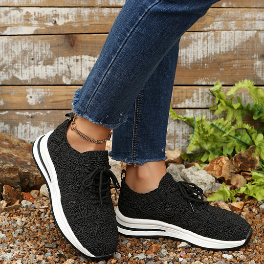 Damen  gestrickte Slip-On Plateau-Sneaker mit atmungsaktivem Obermaterial und gepolstertem Komfortfußbett Nord Taschen