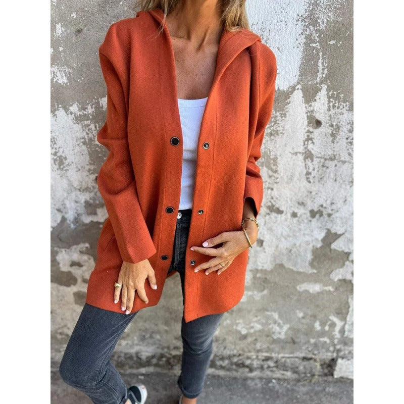Damen Midilanger Oversize-Mantel aus Wollmix mit klarer Knopfleiste und minimalistischem Revers Nord Taschen