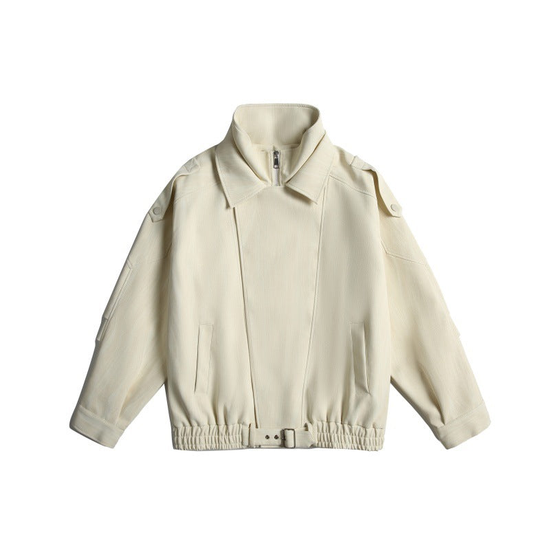 Unisex Kurz geschnittene Boxy-Blousonjacke mit Funnelkragen, Epauletten und Taillengürtel Nord Taschen