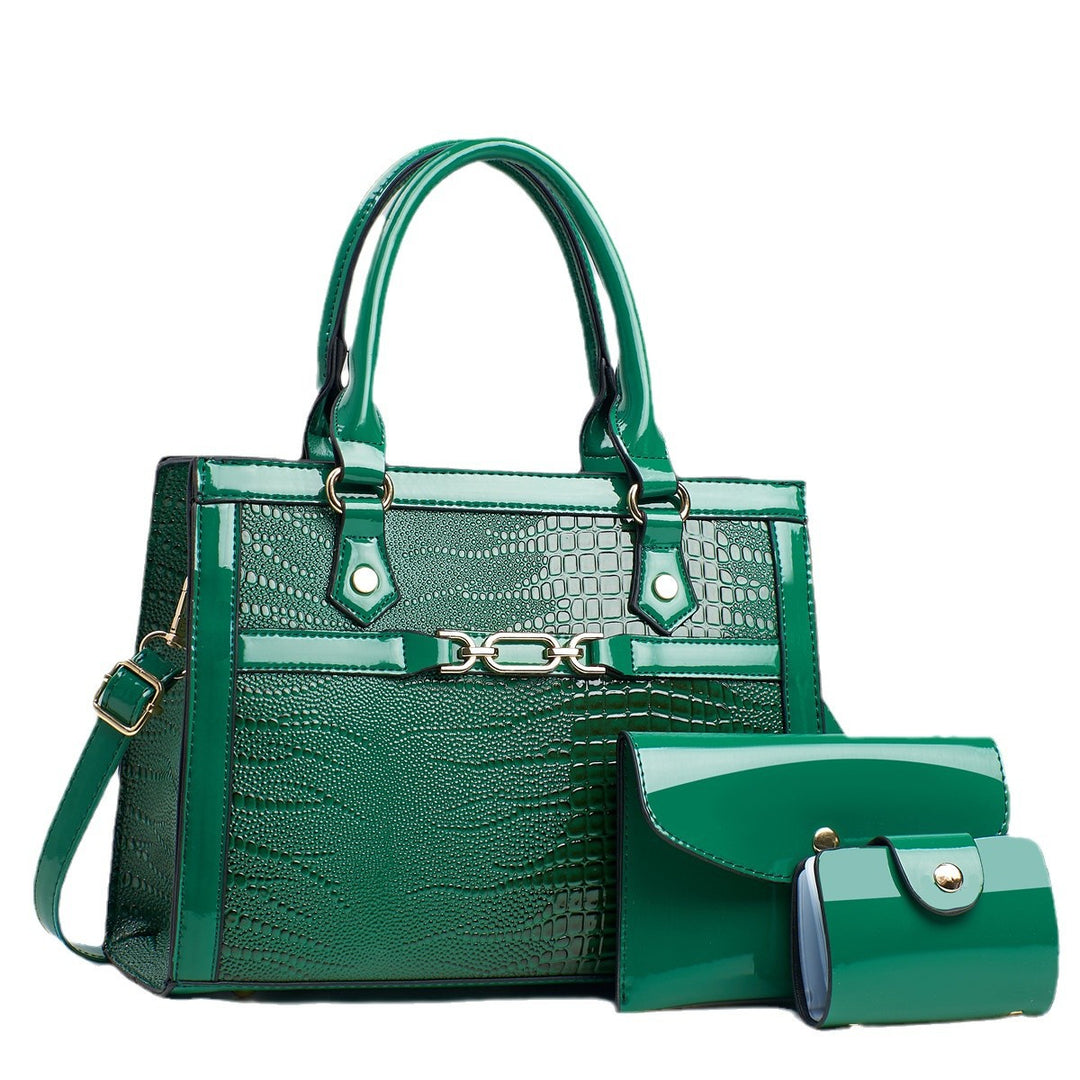 Damen elegante Handtasche mit hochwertiger Kroko-Prägung und abnehmbarer Clutch Nord Taschen