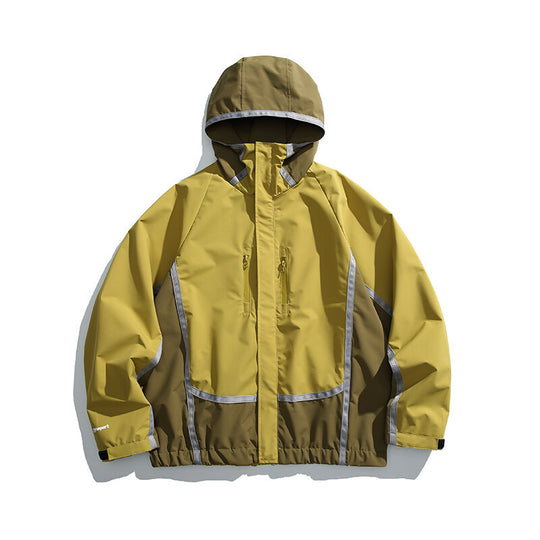 Unisex Wasserabweisende technische Kapuzenjacke mit Reflektorpaspeln und elastischem Saum Nord Taschen