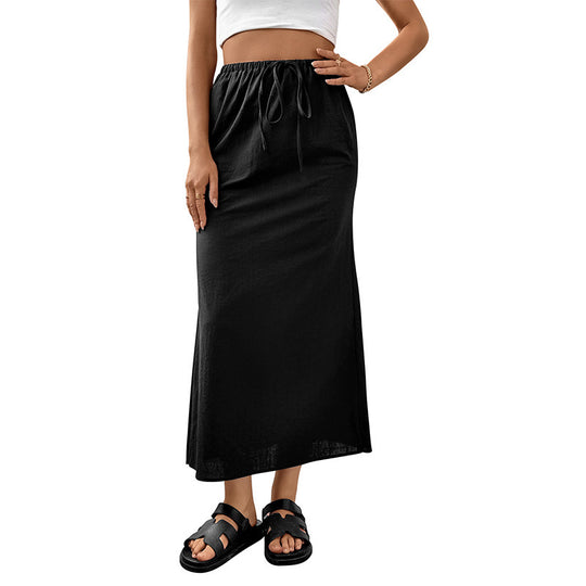Damen Eleganter Maxirock mit verstellbarem Taillenzug Nord Taschen
