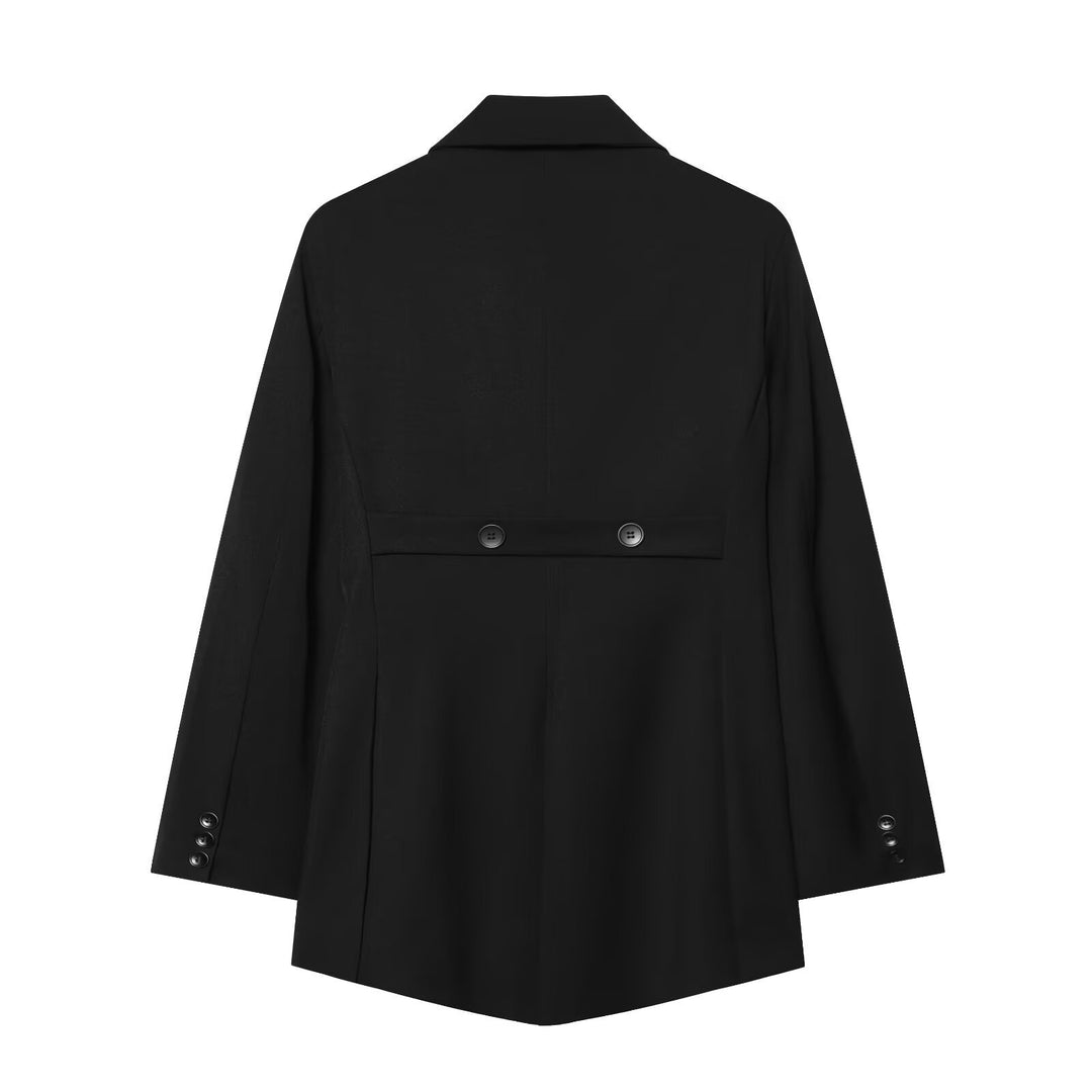 Damen Doppelreihiger Oversize-Blazer mit Satinfutter und verlängertem Saum Nord Taschen