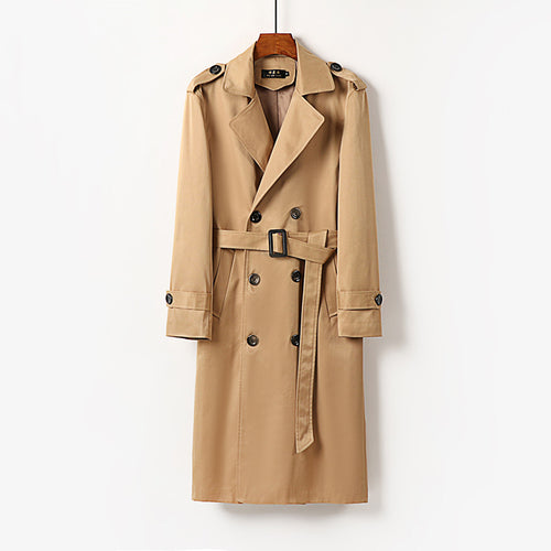 Herren Doppelreihiger Trenchcoat mit Schulterklappen, langer Silhouette und klassischem Revers Nord Taschen