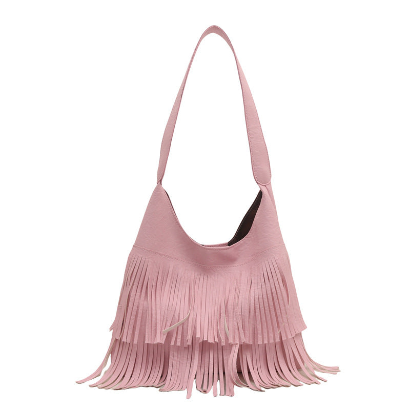 Damen Umhängetasche mit fransigem Design und robustem Tragegriff Nord Taschen