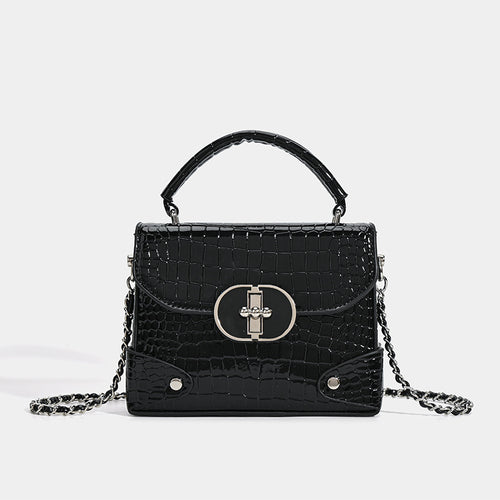 Damen Umhängetasche mit edlem Kroko-Look und luxuriösem Kettenverschluss Nord Taschen