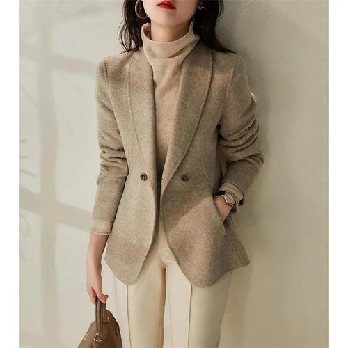 Damen Taillierter Wollmix-Blazer mit Schalkragen und figurnahen Teilungsnähten Nord Taschen