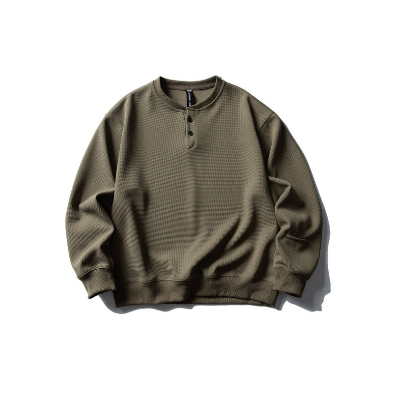 Unisex Waffelstrick-Henley-Sweatshirt im Oversize‑Cut mit Knopfleiste Nord Taschen
