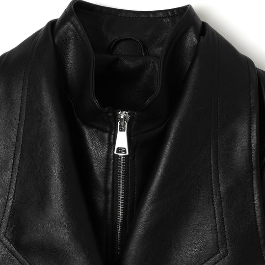Damen Lederjacke mit weitem Schalkragen, geraffter Taillenpartie und Ballonärmeln Nord Taschen