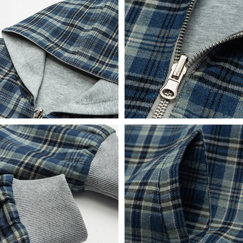 Unisex Gefütterte Kapuzen-Bomberjacke mit karierter Flanell-Innenfütterung und robustem Reißverschluss Nord Taschen