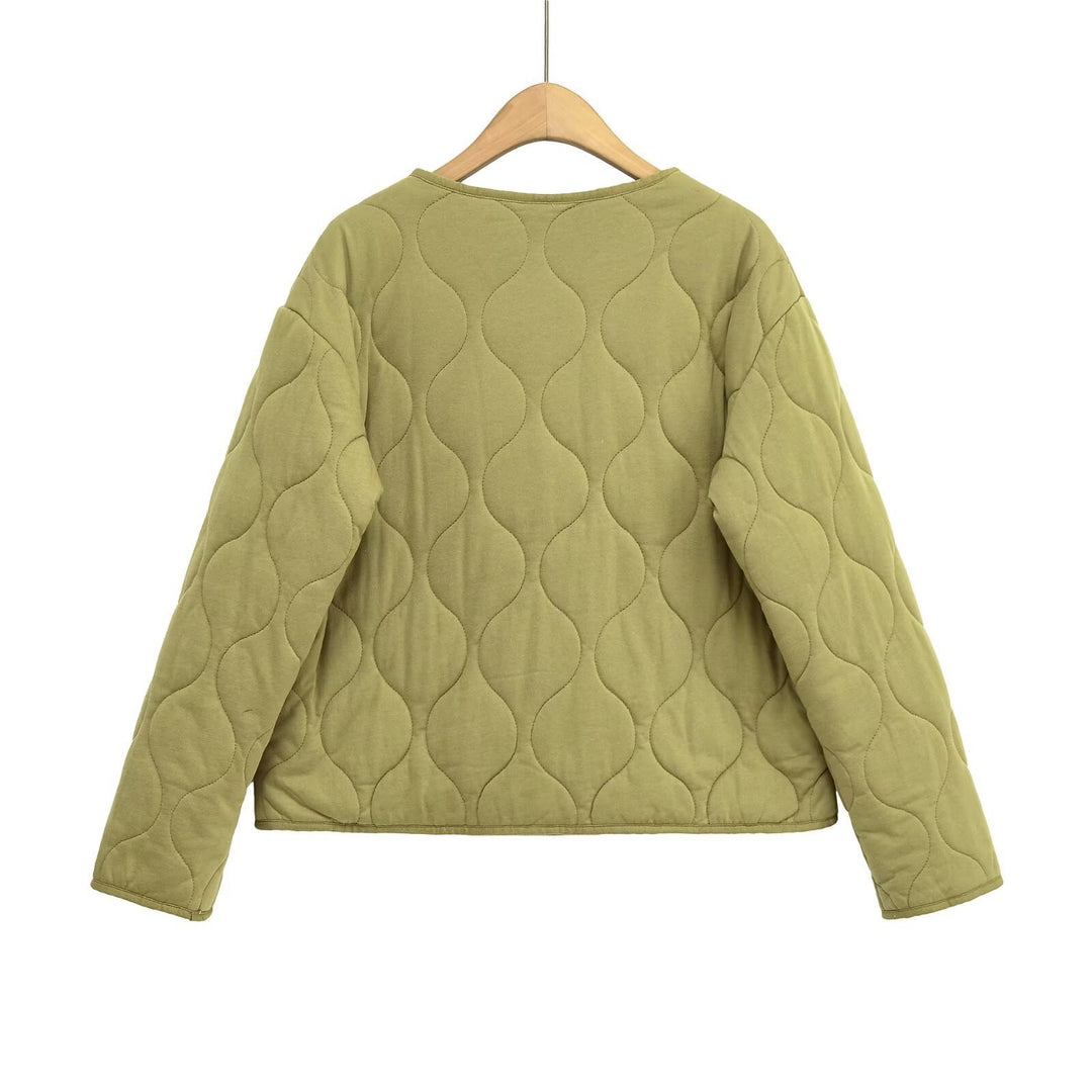 Damen Steppjacke ohne Kragen mit kastiger Silhouette und tonaler Wellensteppung Nord Taschen