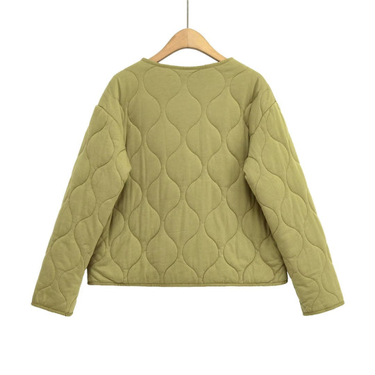 Damen Steppjacke ohne Kragen mit kastiger Silhouette und tonaler Wellensteppung Nord Taschen